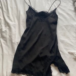 black slip lace dress